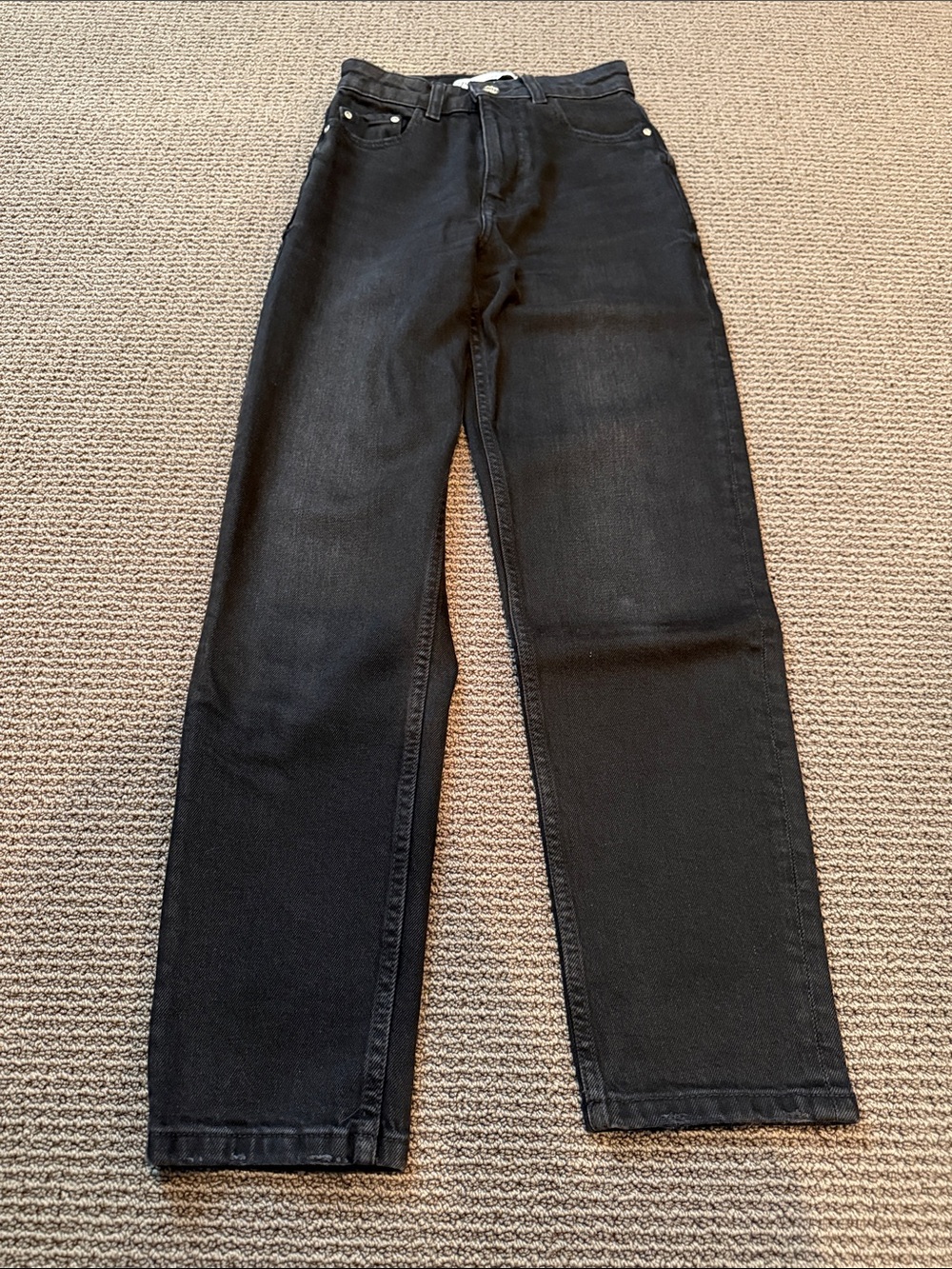 Zara Women’s Black Washed High Rise Straight Jeans